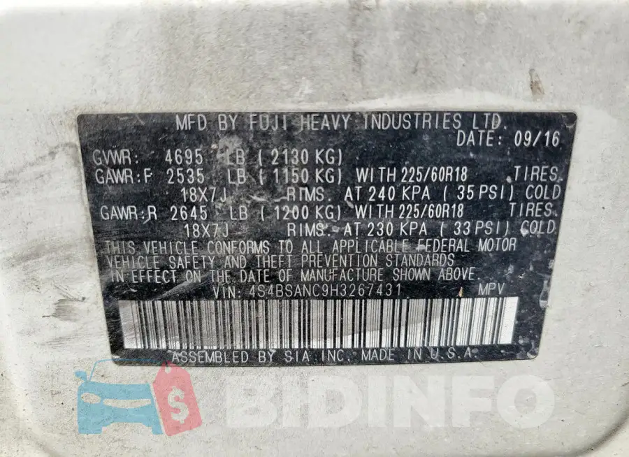 4S4BSANC9H3267431 Photo# 13