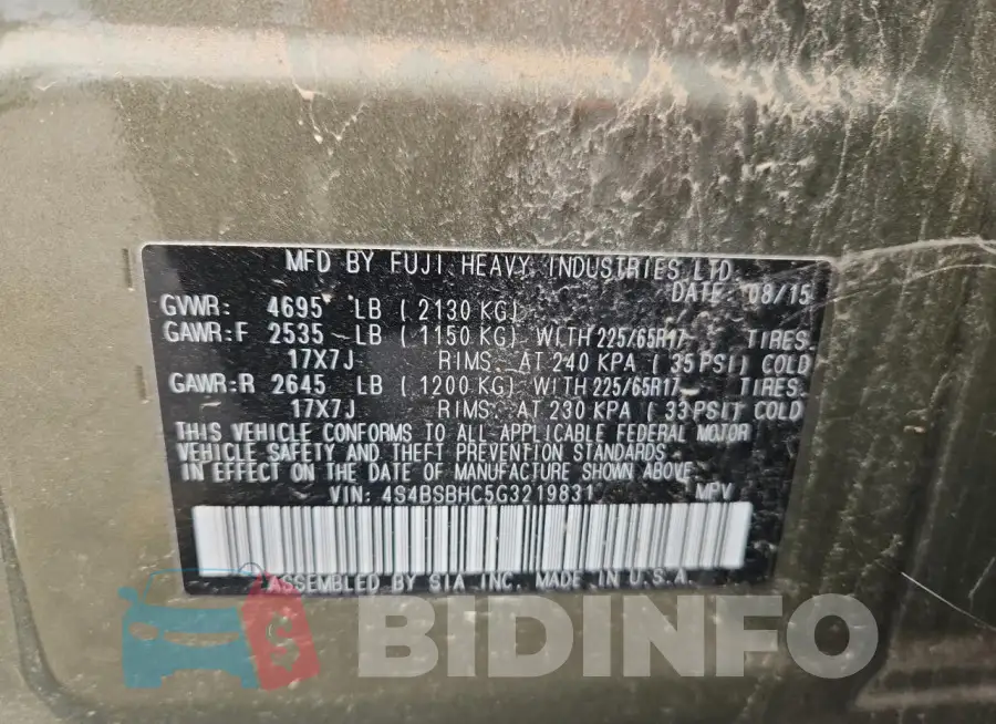 4S4BSBHC5G3219831 Photo# 13