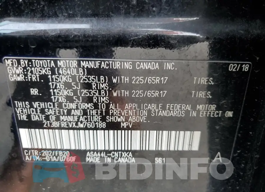 2T3BFREVXJW760188 Photo# 13