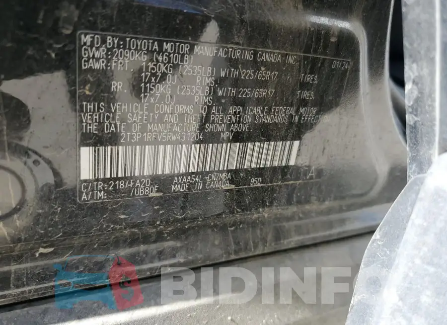 2T3P1RFV5RW431204 Photo# 14