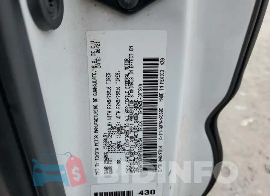 3TYRX5GN0MT026154 Photo# 12