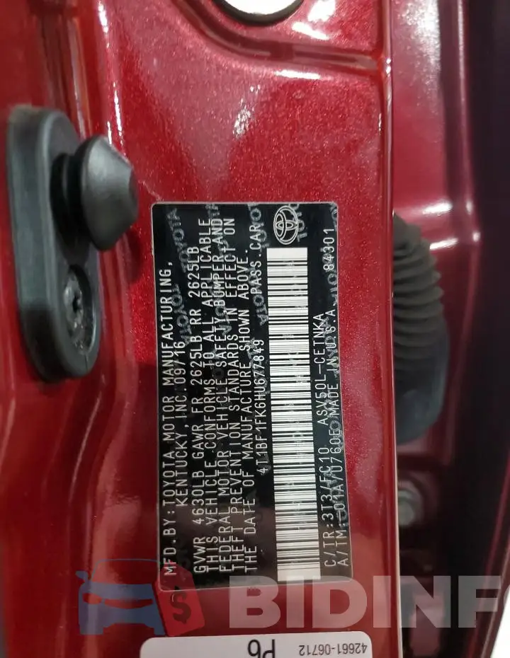 4T1BF1FK6HU677849 Photo# 13