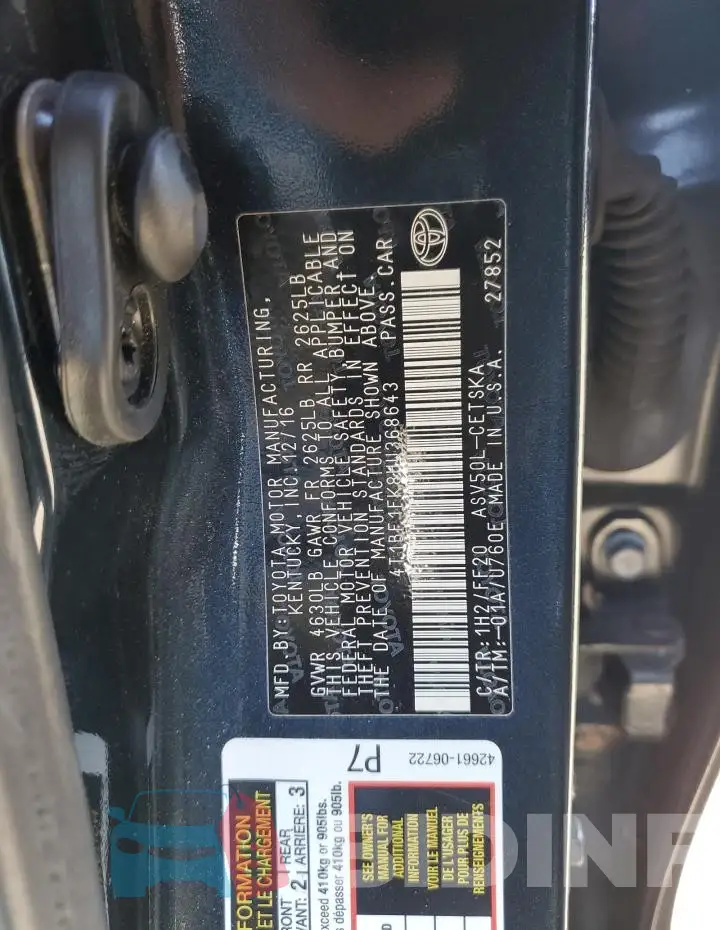 4T1BF1FK8HU368643 Photo# 12