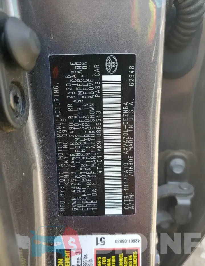 4T1C11AK9LU865543 Photo# 12
