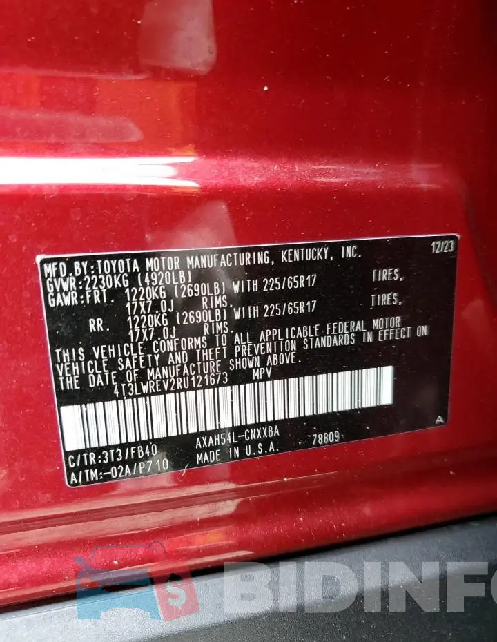 4T3LWRFV2RU121673 Photo# 14