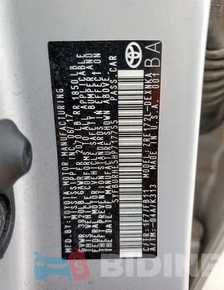 5YFBURHE5HP717755 Photo# 13