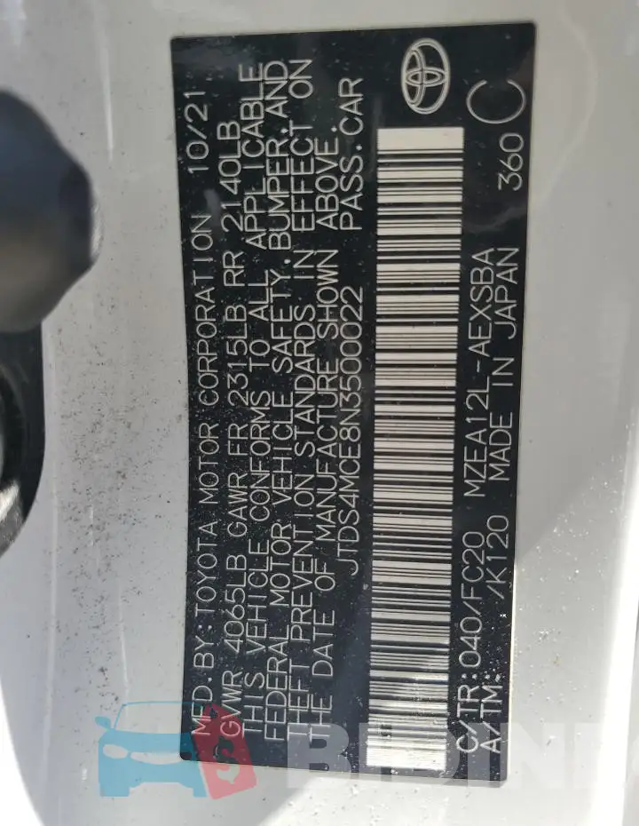 JTDS4MCE8N3500022 Photo# 13