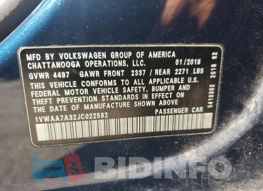 1VWAA7A32JC022582 Photo# 12