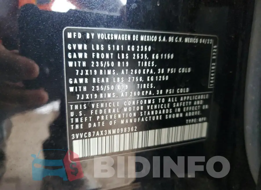 3VVCB7AX3NM098362 Photo# 13