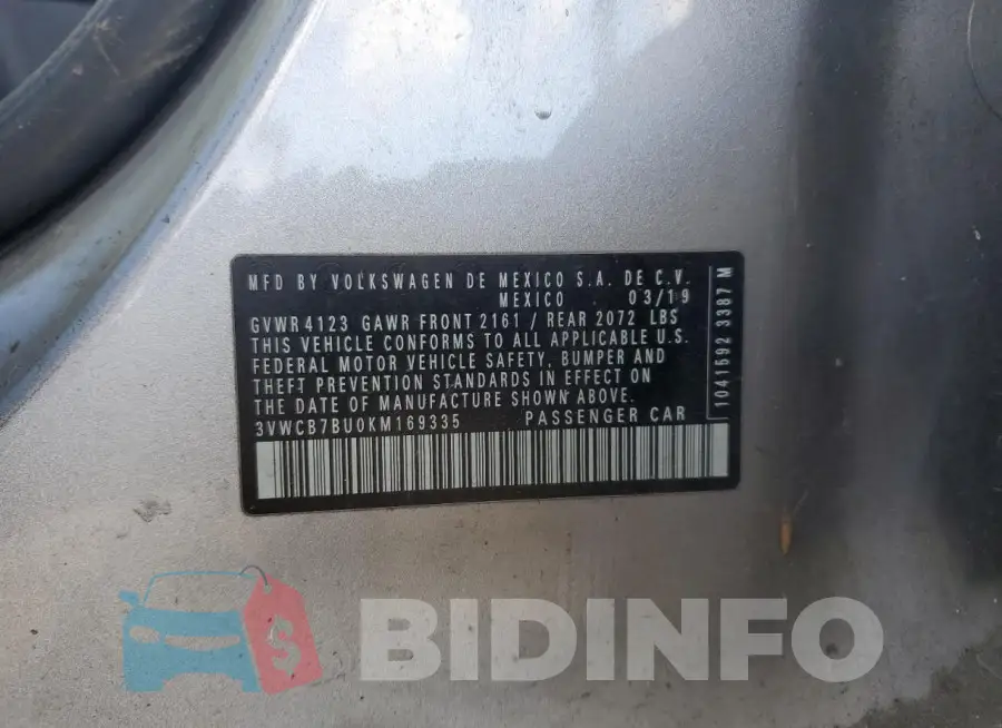3VWCB7BU0KM169335 Photo# 12