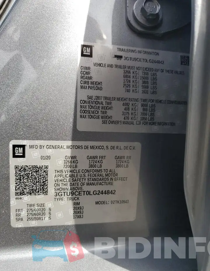3GTU9CET0LG244842 Photo# 13