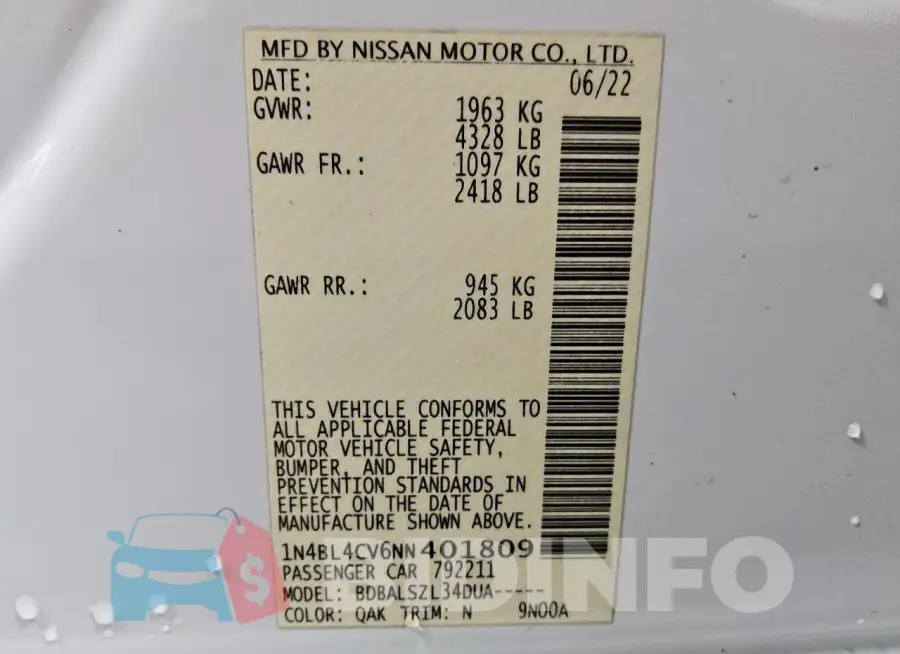 1N4BL4CV6NN401809 Photo# 12