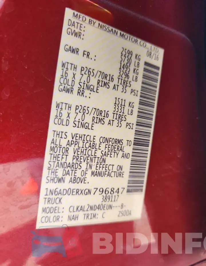 1N6AD0ERXGN796847 Photo# 12
