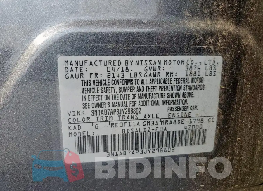 3N1AB7AP3JY298802 Photo# 12
