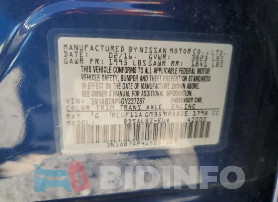 3N1AB7AP4GY237287 Photo# 12
