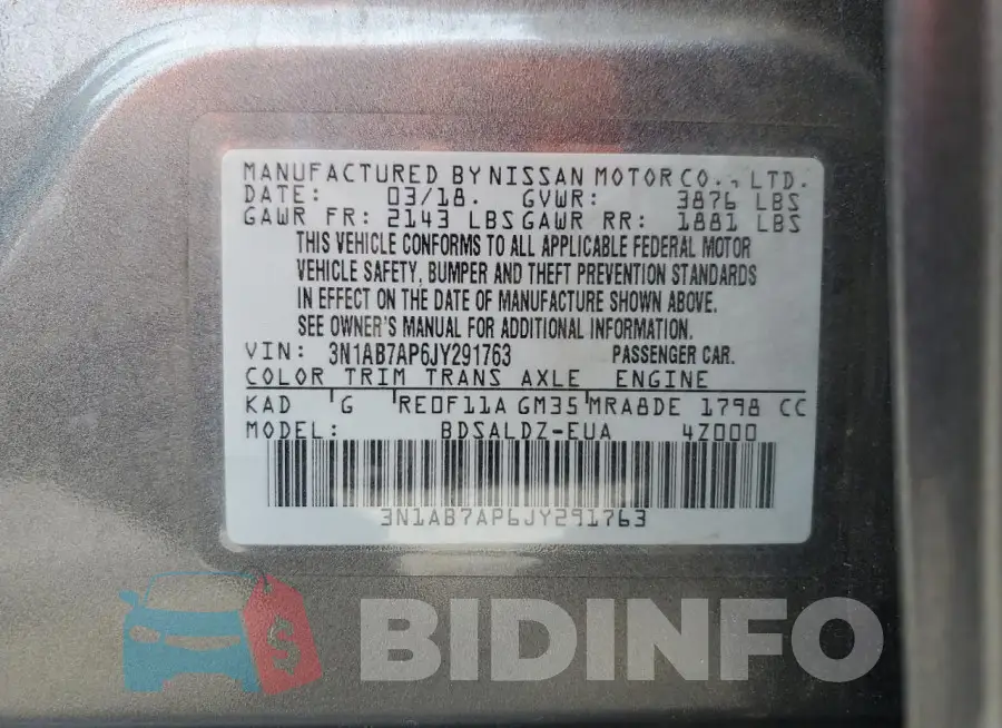 3N1AB7AP6JY291763 Photo# 12