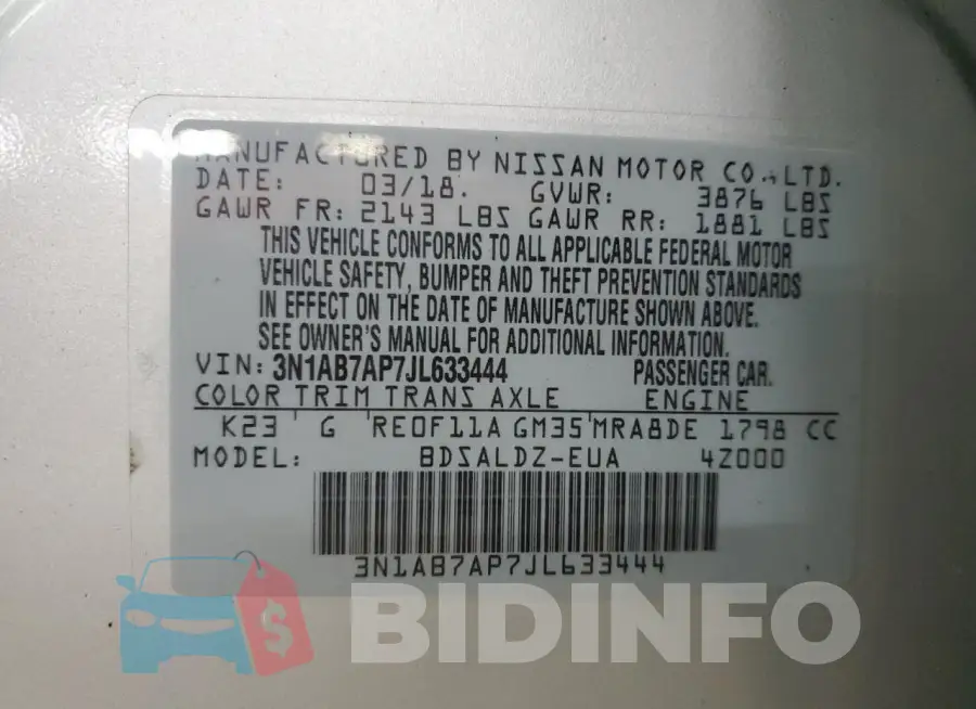 3N1AB7AP7JL633444 Photo# 12