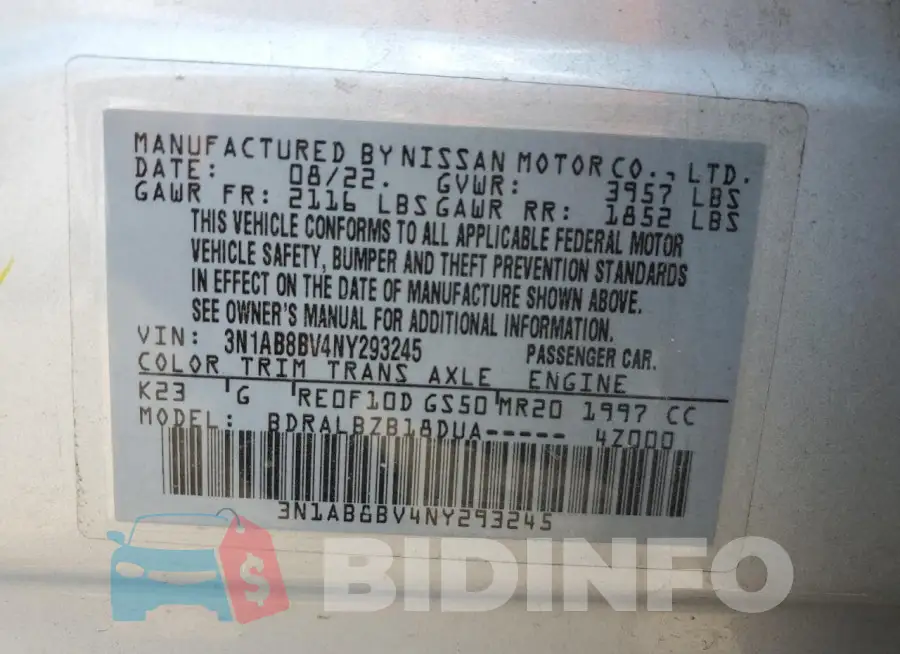 3N1AB8BV4NY293245 Photo# 12