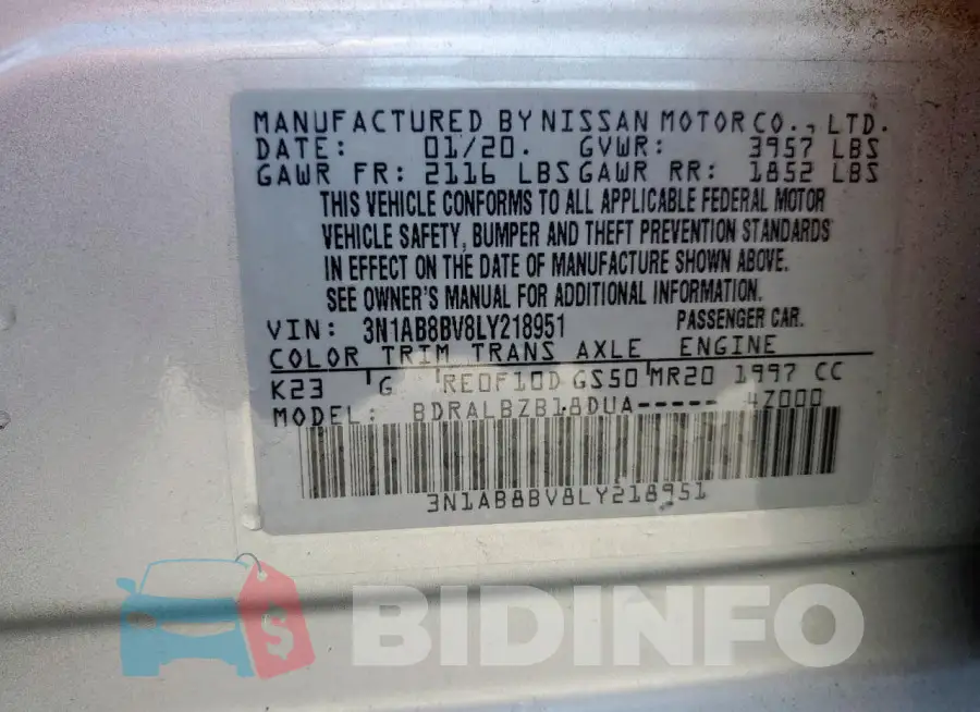 3N1AB8BV8LY218951 Photo# 12