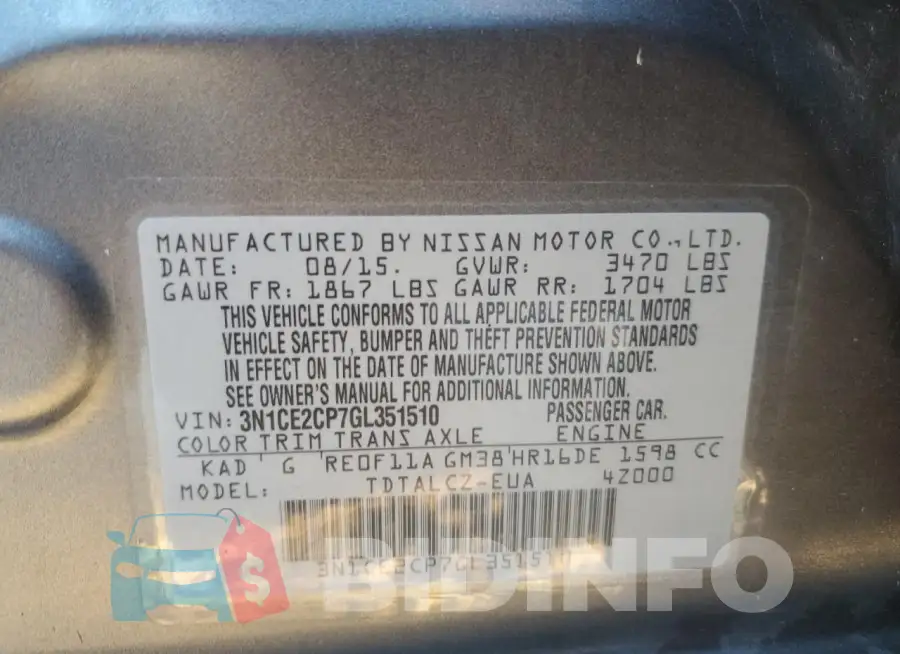 3N1CE2CP7GL351510 Photo# 12