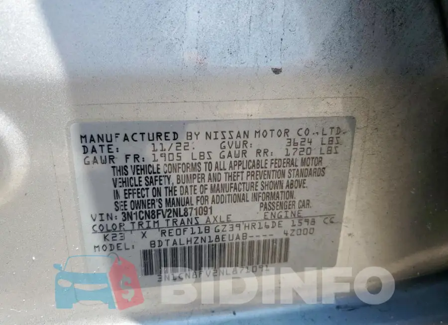 3N1CN8FV2NL871091 Photo# 13