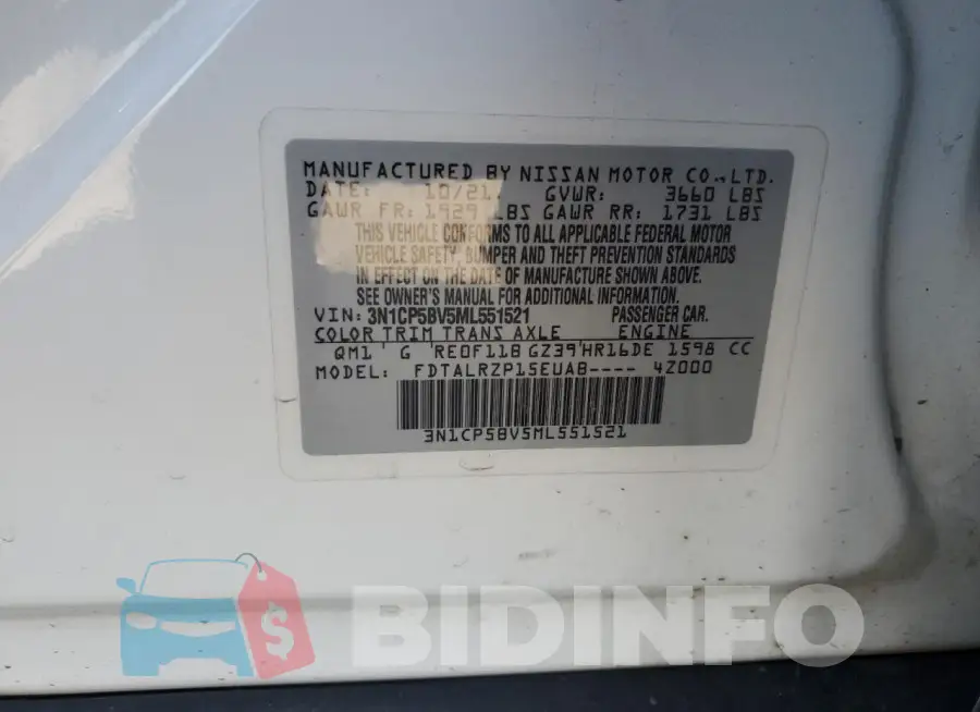 3N1CP5BV5ML551521 Photo# 13