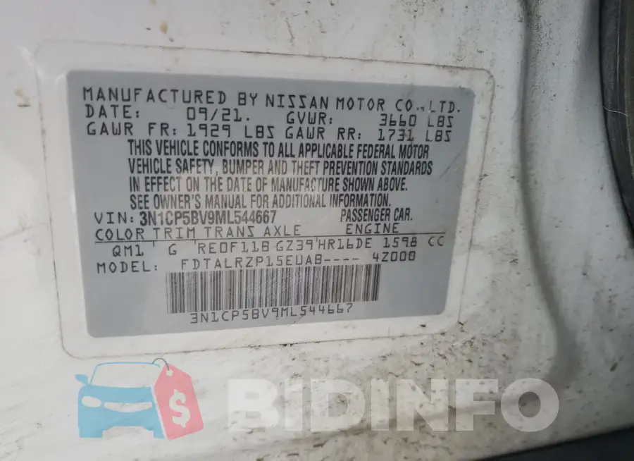 3N1CP5BV9ML544667 Photo# 14