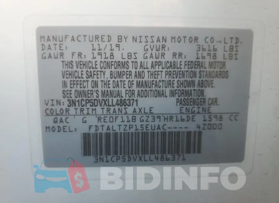 3N1CP5DVXLL486371 Photo# 13