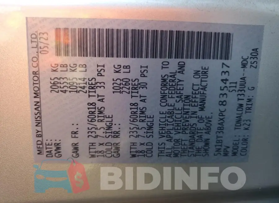 5N1BT3BAXPC835437 Photo# 13
