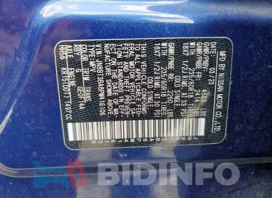 JN8BT3BA8PW416106 Photo# 14