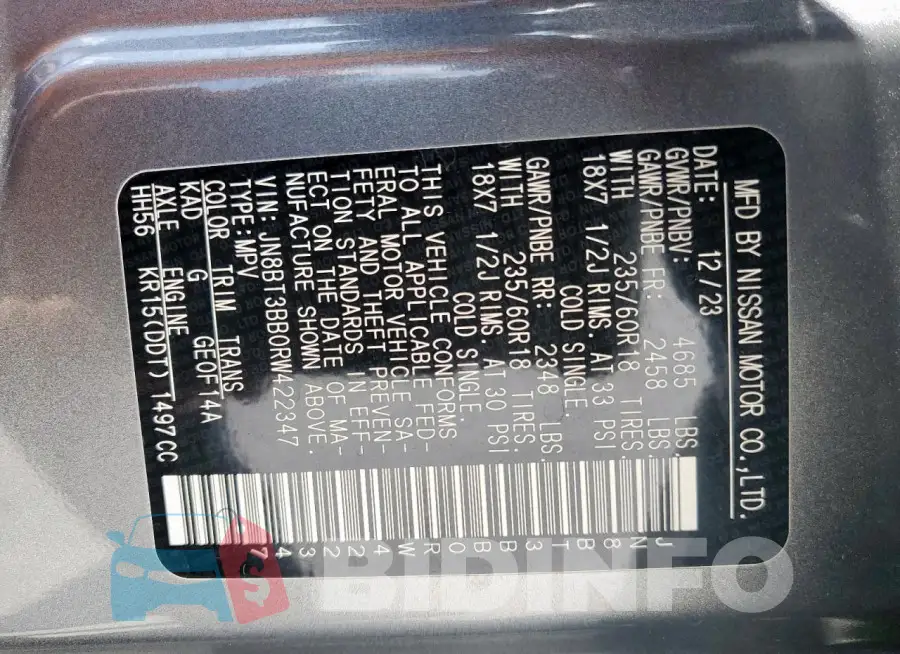 JN8BT3BB0RW422347 Photo# 13