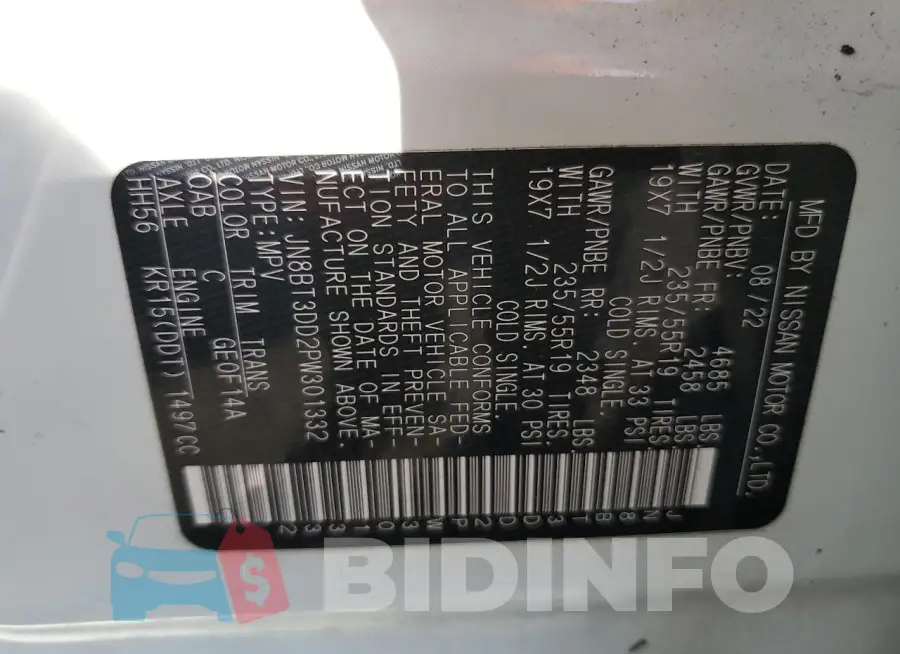 JN8BT3DD2PW301332 Photo# 12