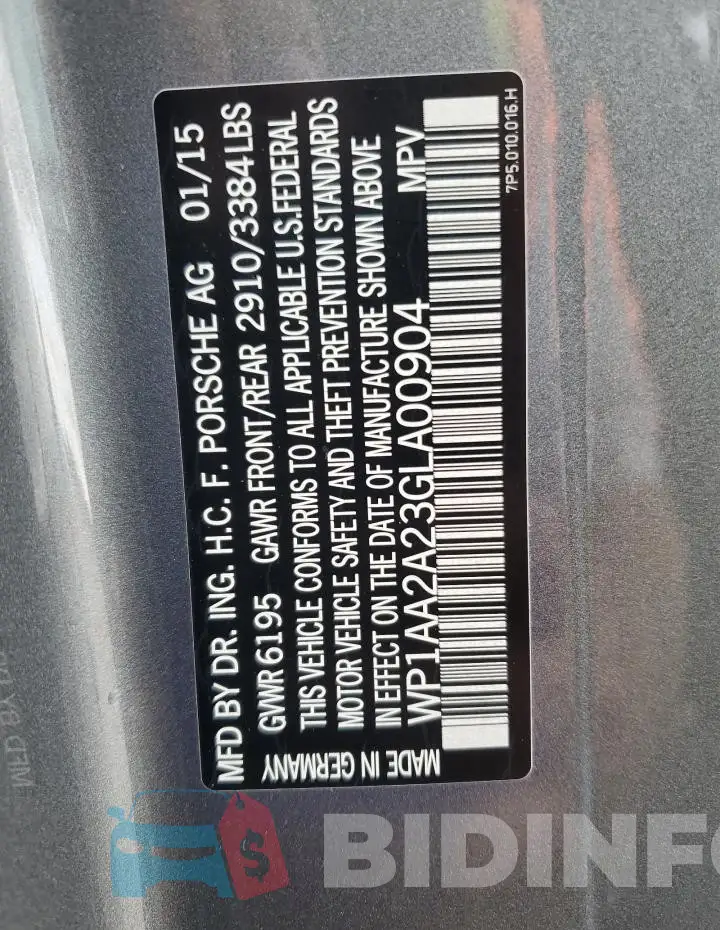 WP1AA2A23GLA00904 Photo# 13