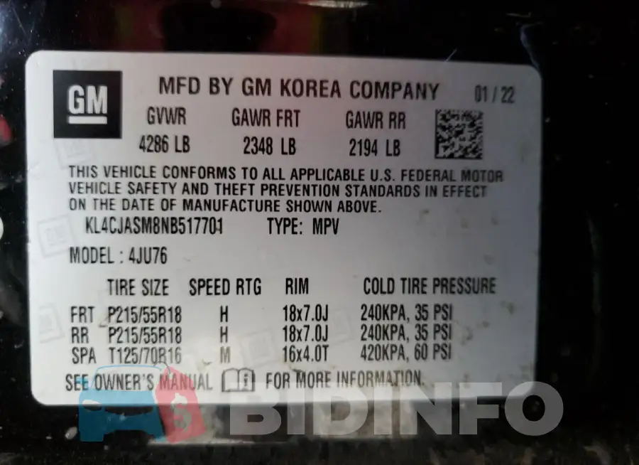 KL4CJASM8NB517701 Photo# 12