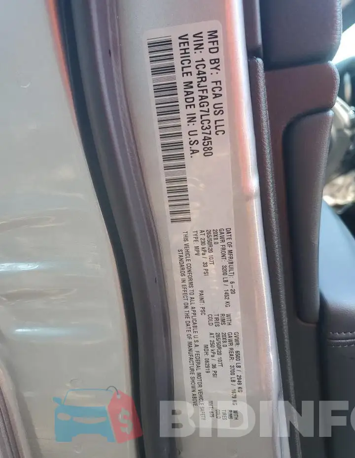1C4RJFAG7LC374580 Photo# 13