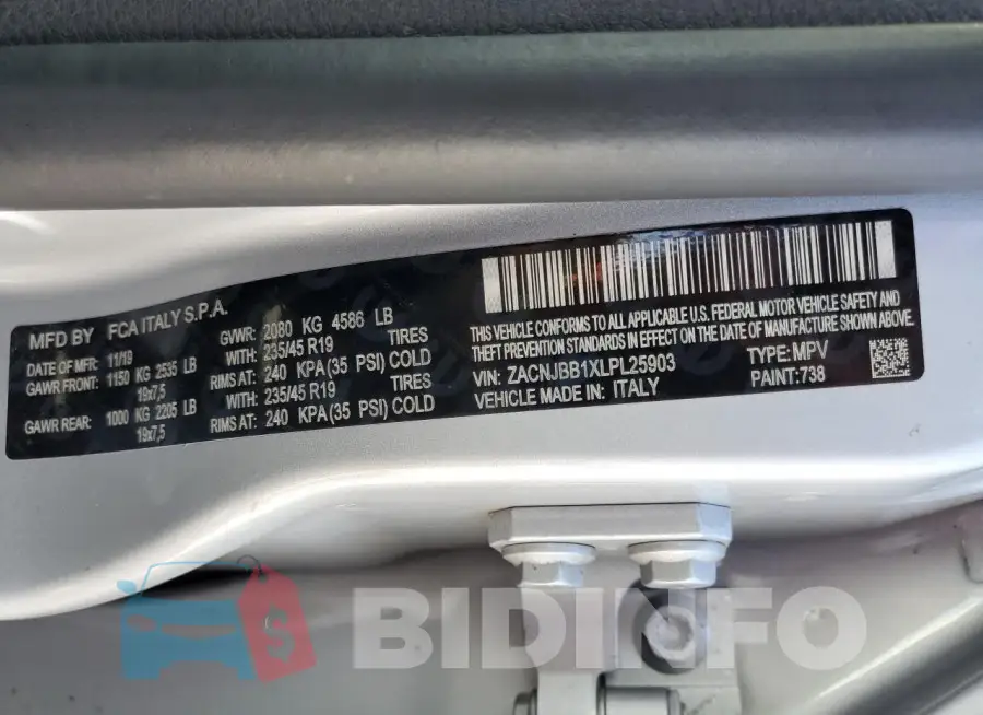 ZACNJBB1XLPL25903 Photo# 13