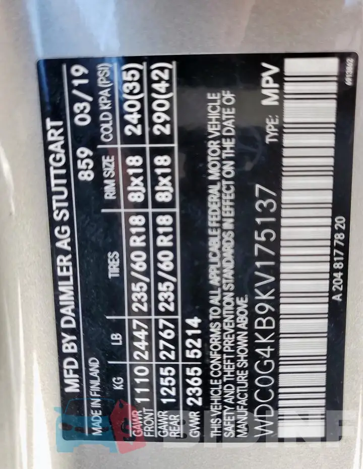 WDC0G4KB9KV175137 Photo# 13