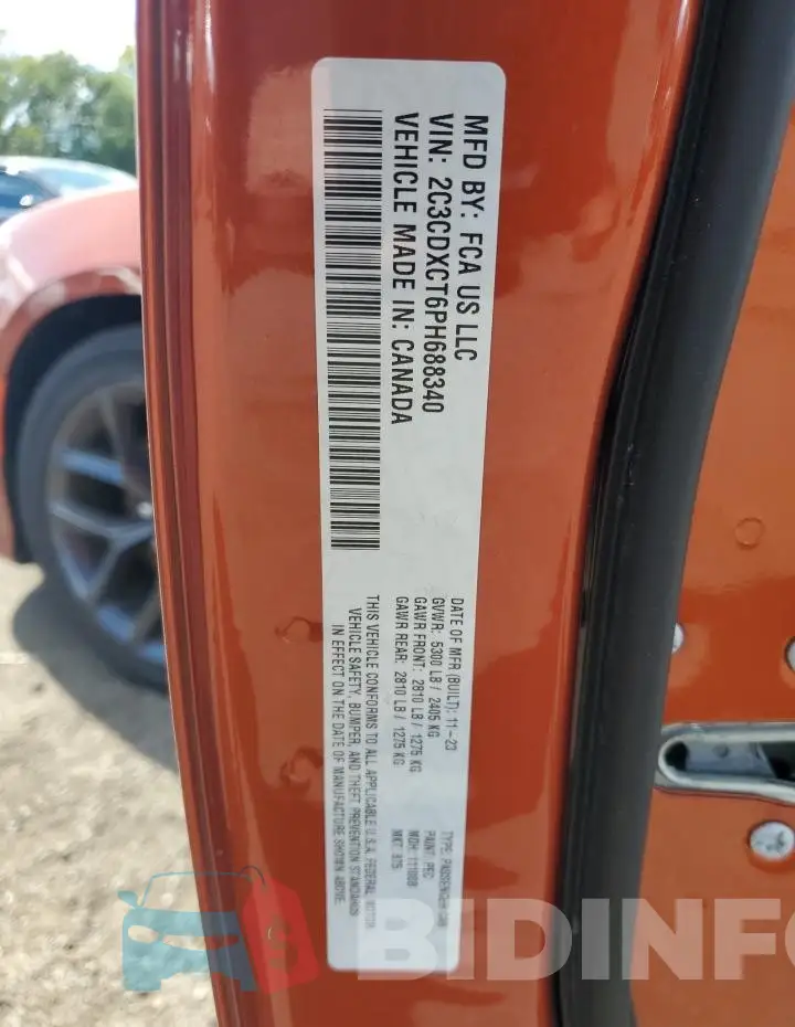 2C3CDXCT6PH688340 Photo# 12