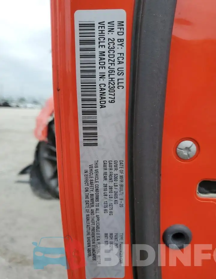 2C3CDZFJ6LH230779 Photo# 13