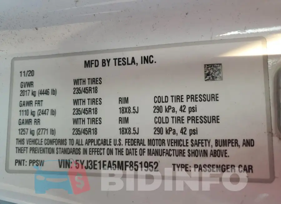 5YJ3E1EA5MF851952 Photo# 13