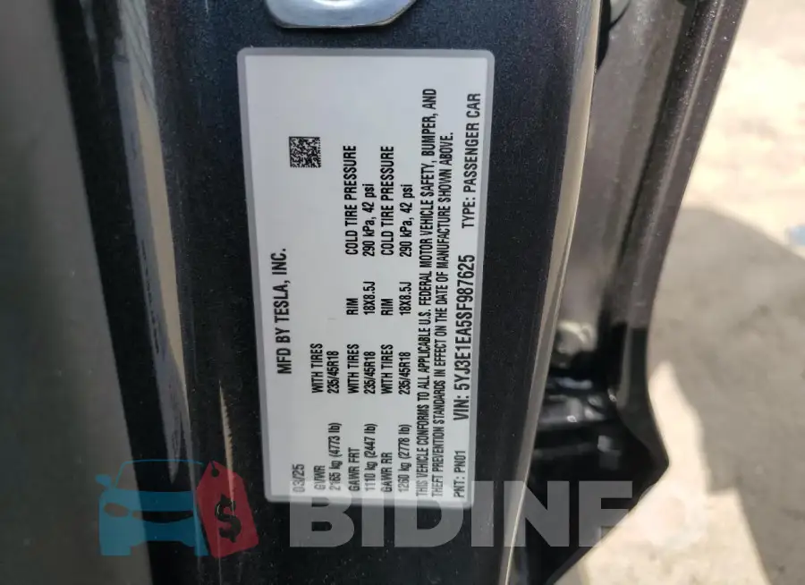 5YJ3E1EA5SF987625 Photo# 12