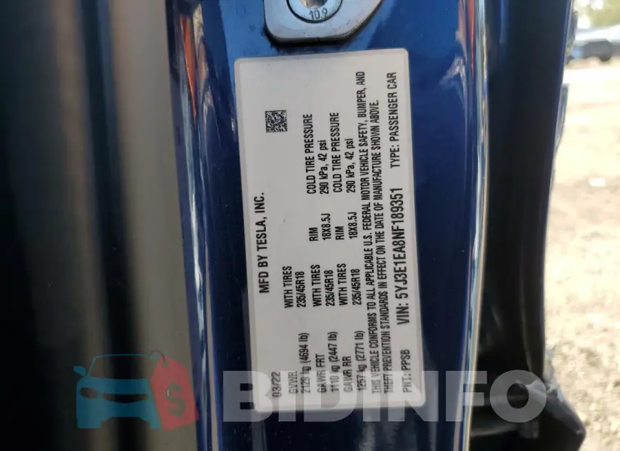 5YJ3E1EA8NF189351 Photo# 12