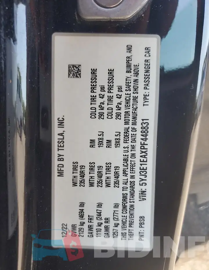 5YJ3E1EAXPF448831 Photo# 13