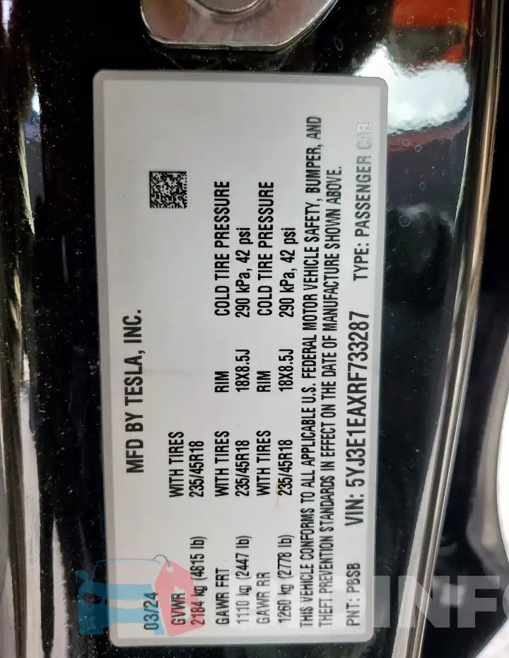 5YJ3E1EAXRF733287 Photo# 14
