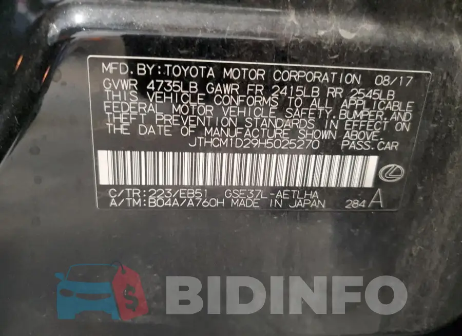JTHCM1D29H5025270 Photo# 12