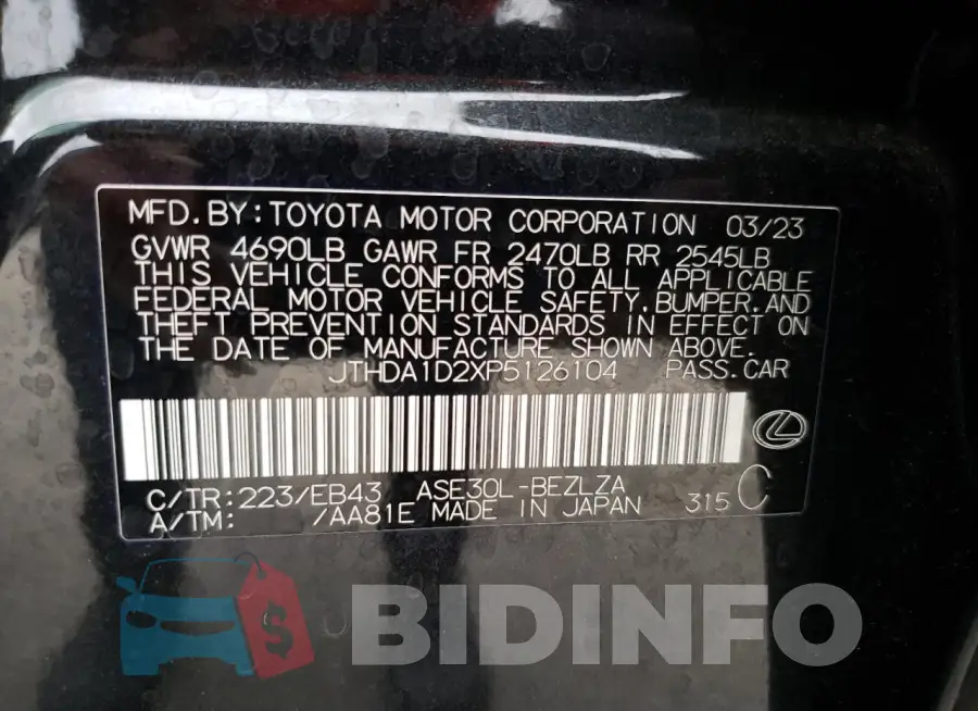 JTHDA1D2XP5126104 Photo# 12