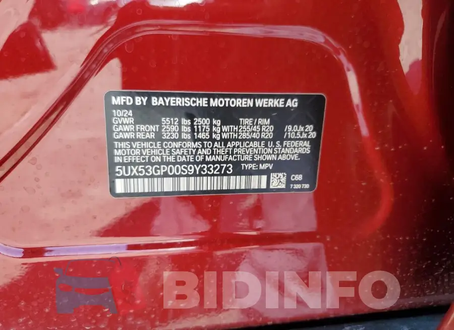 5UX53GP00S9Y33273 Photo# 13