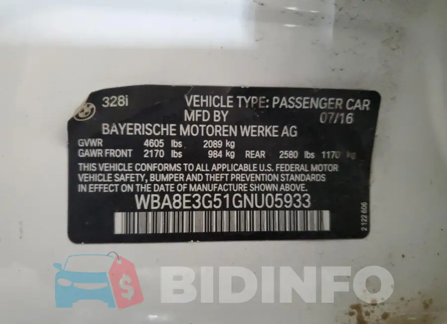 WBA8E3G51GNU05933 Photo# 12