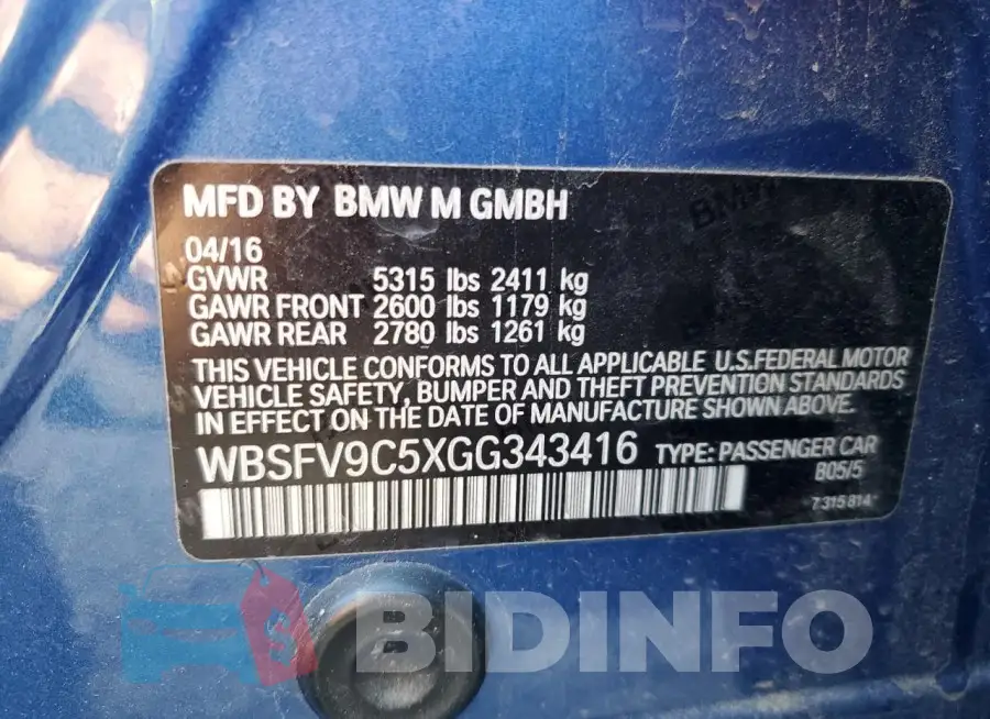 WBSFV9C5XGG343416 Photo# 12