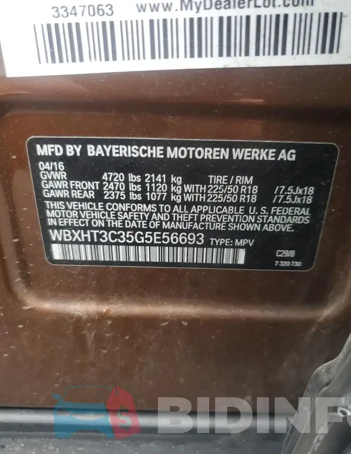 WBXHT3C35G5E56693 Photo# 13